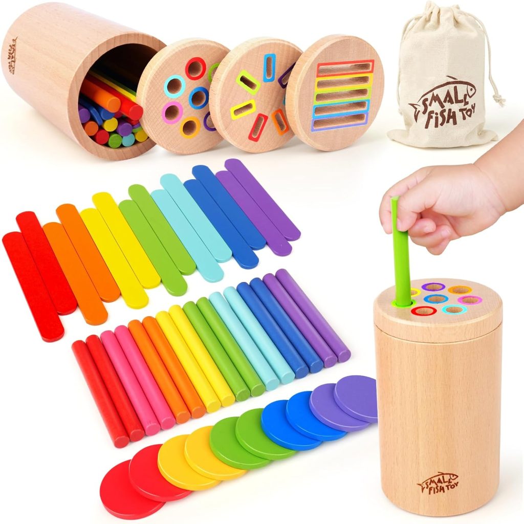 Wooden Montessori 3 in 1 Learning Fine Motor Preschool Toys for 1-3