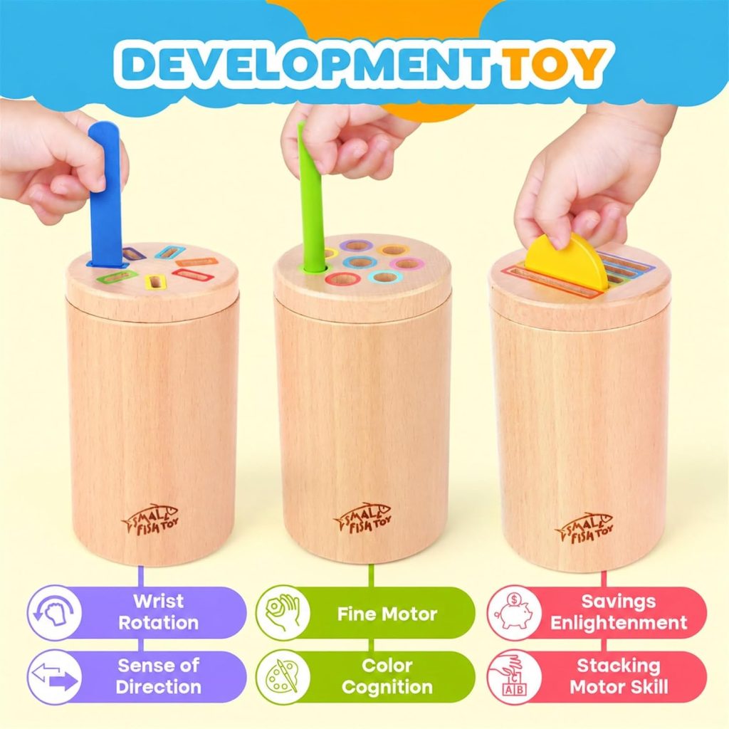 Wooden Montessori 3 in 1 Learning Fine Motor Preschool Toys for 1-3