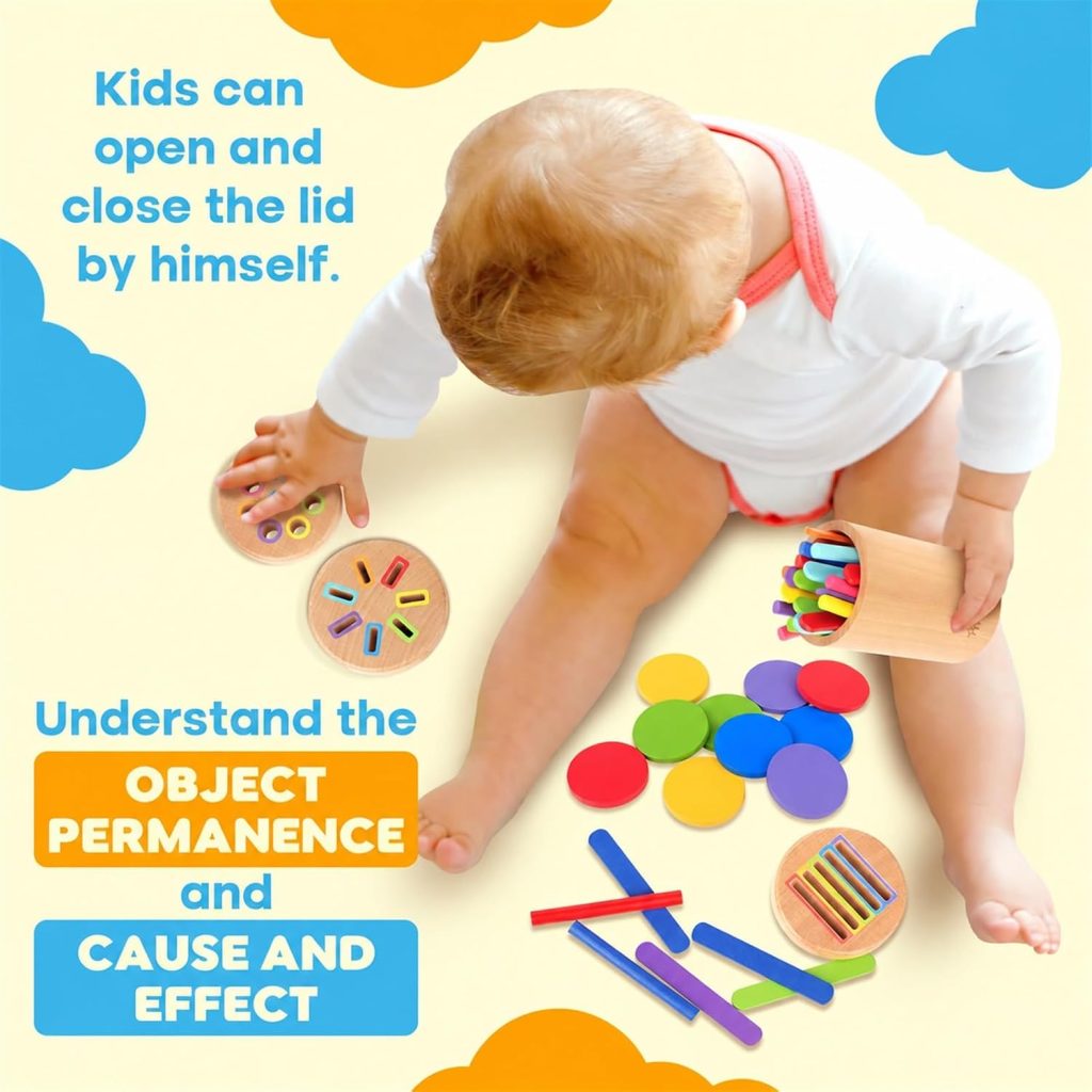 Wooden Montessori 3 in 1 Learning Fine Motor Preschool Toys for 1-3