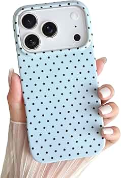 Yeddabox for iPhone 17 Pro Case Cute Polka Dot Phone Case Soft TPU Slim Shockproof Phone Cover for Women Girls, Blue