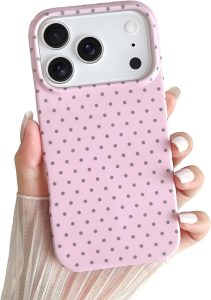 Yeddabox for iPhone 17 Pro Case Cute Polka Dot Phone Case Soft TPU Slim Shockproof Phone Cover for Women Girls, Pink