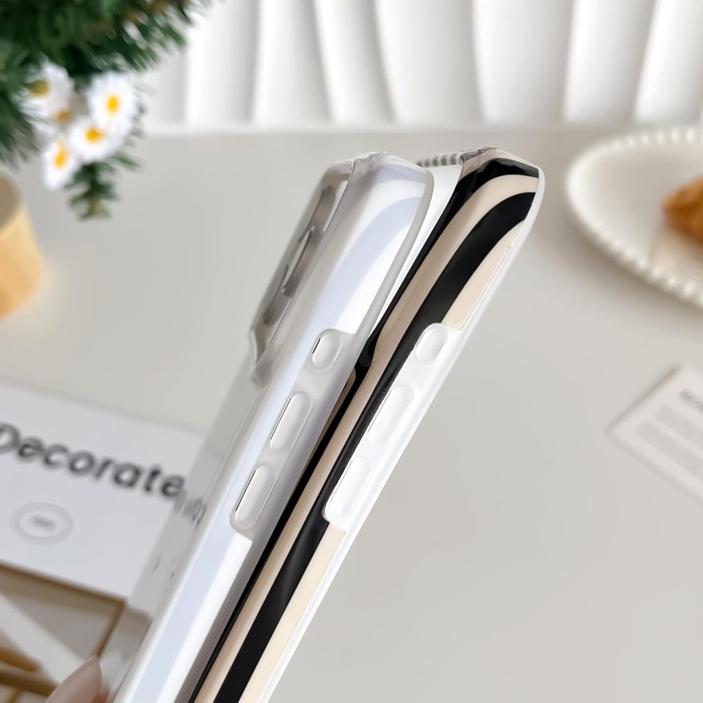 Yeddabox for iPhone 17 Pro Case Cute Striped Phone Case Soft TPU Slim Shockproof Phone Cover for Women Girls, Blue and White
