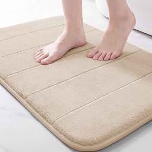 Yimobra Memory Foam Bath Mat, Soft Absorbent Bathroom Rug, 24×17, Beige