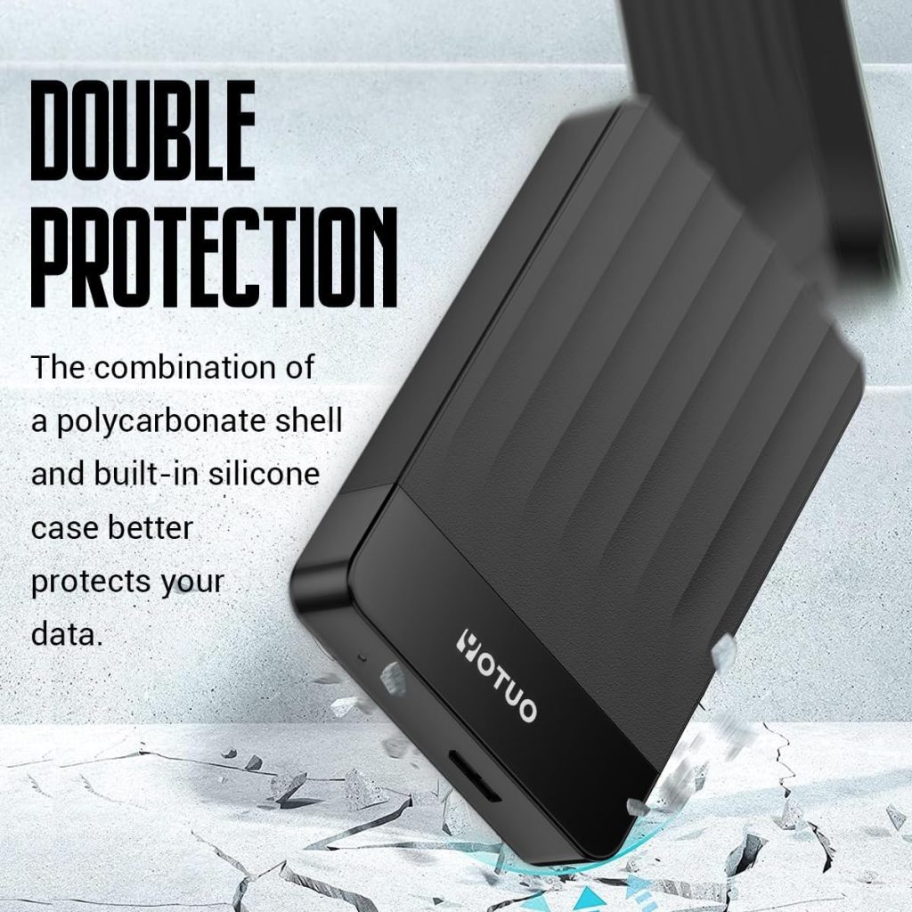 YOTUO 1TB External Hard Drive, Portable Storage Expansion HDD, USB 3.0 & USB-C for PC, Mac, Desktop, Laptop, Smartphone, PS4, Xbox One, Xbox 360, Office & Game, Black