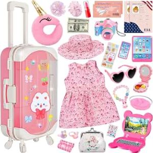 ZJYY 28 Pcs Doll Suitcase Travel Sets, 18 inch Doll Clothes and Accessories