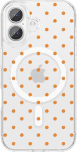 ZTOFERA Cute Polka Dot Case for iPhone 16 6.1″,Orange Dot