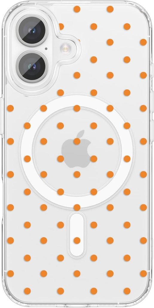 ZTOFERA Cute Polka Dot Case for iPhone 16 6.1″,Orange Dot